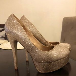 Aldo Gold Glitter Platform Stiletto Heels